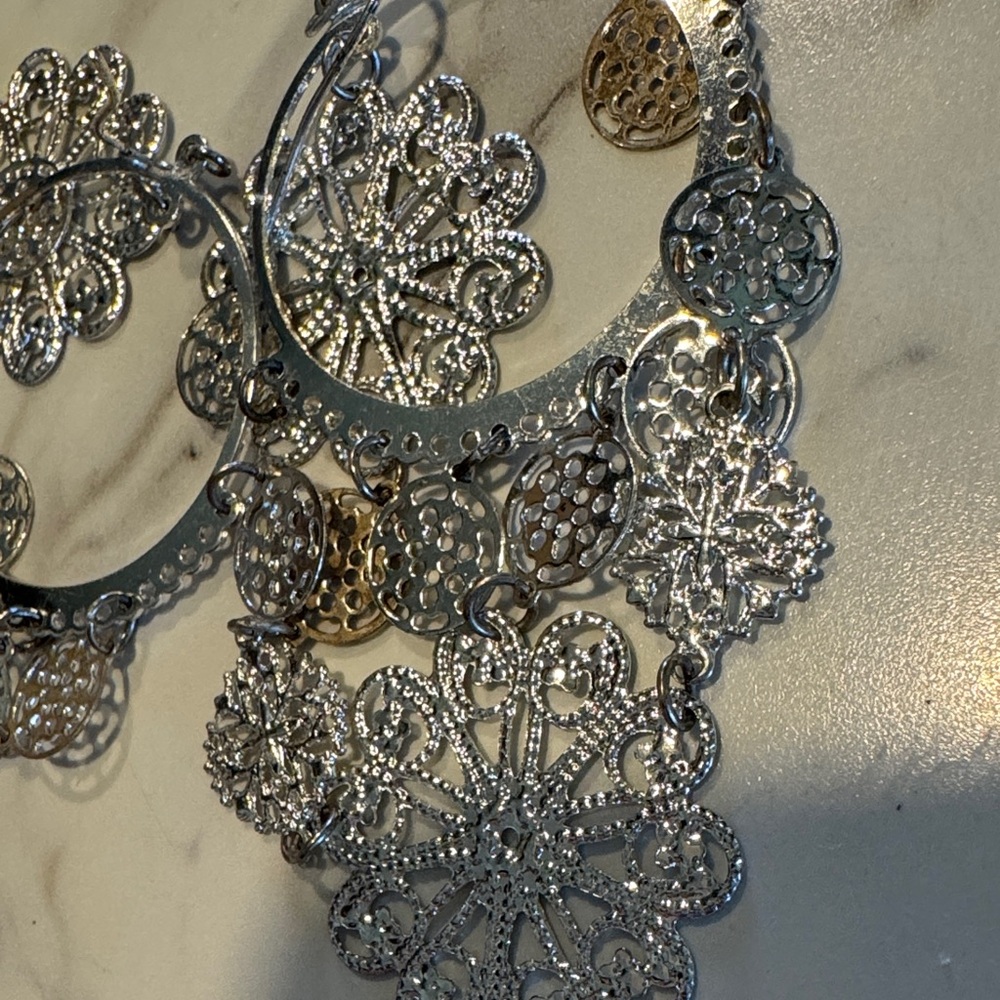 Silver Statement Earrings Set - Picture 6 of 7